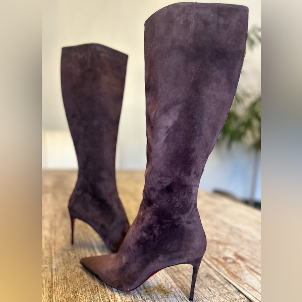 Christian Louboutin Kate Botta Chocolate Brown Suede 85mm Boots US 8 / EU 38